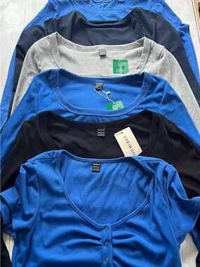 SHEIN Scoop Neck Top Bundle - Bright Blue, Navy, Black, Light Gray